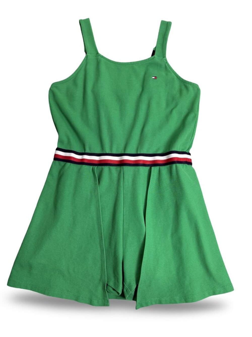 Tommy Hilfiger Striped Preppy Romper Girls 16 XL Green‎ Knit Summer Tween Casual